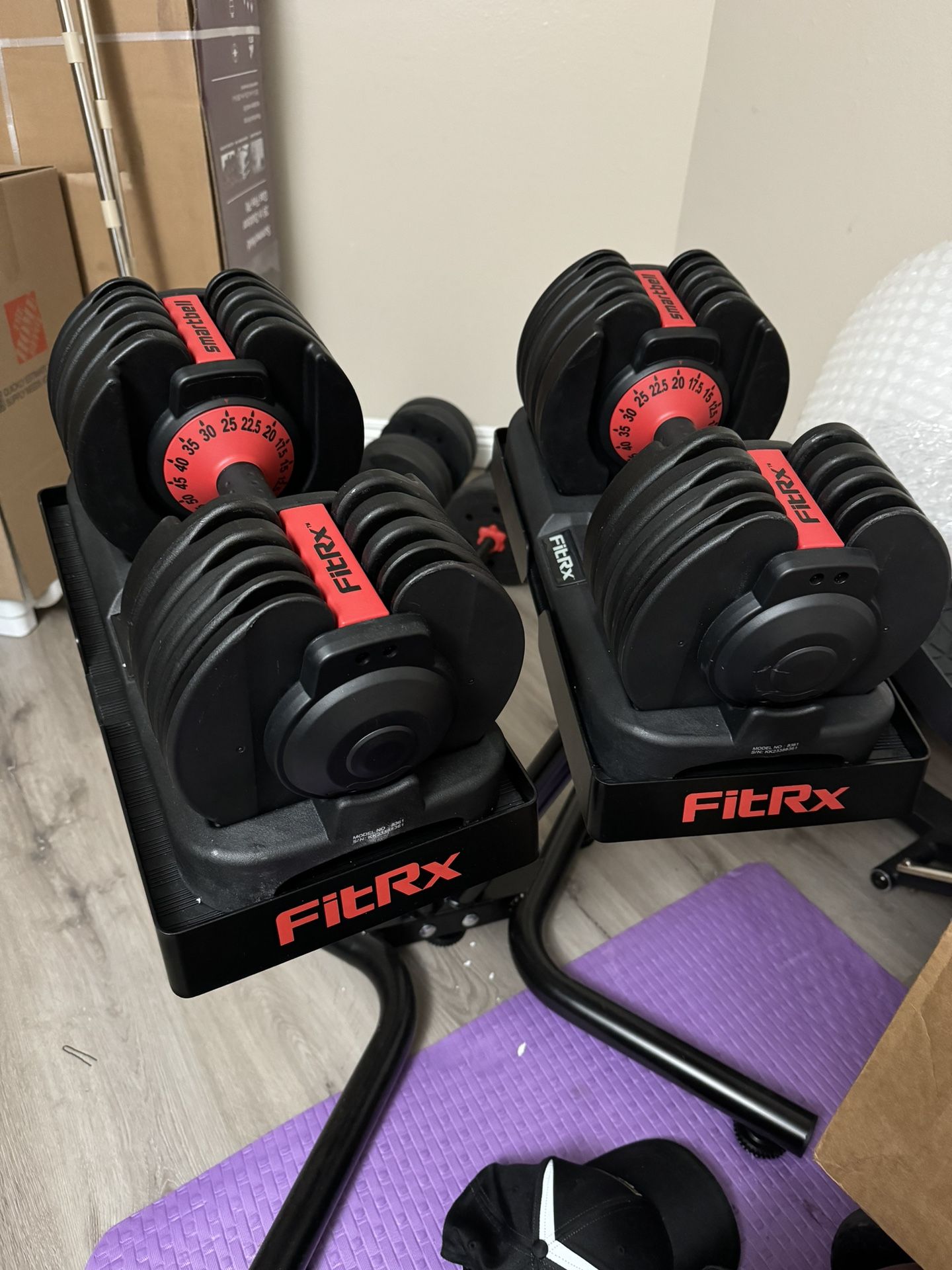 FitRx SmartRack and SmartBells Set, Dumbbell Weight Rack Stand with Two Quick-Select 5-52.5lbs