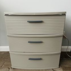3 Drawer Wide Tower Dark Gray Plastic Storage Drawers No Assembly Required