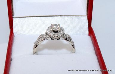 Neil Lane Round-Cut Diamond  Halo Engagement Ring 1.0 ct tw 14K White Gold  size 7 3/4