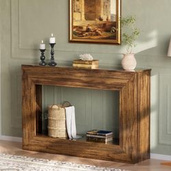 Farmhouse Console Table, 47 Inches Entryway Console Table with Storage, Industrial Hallway Accent Table for Living Room, Entrance