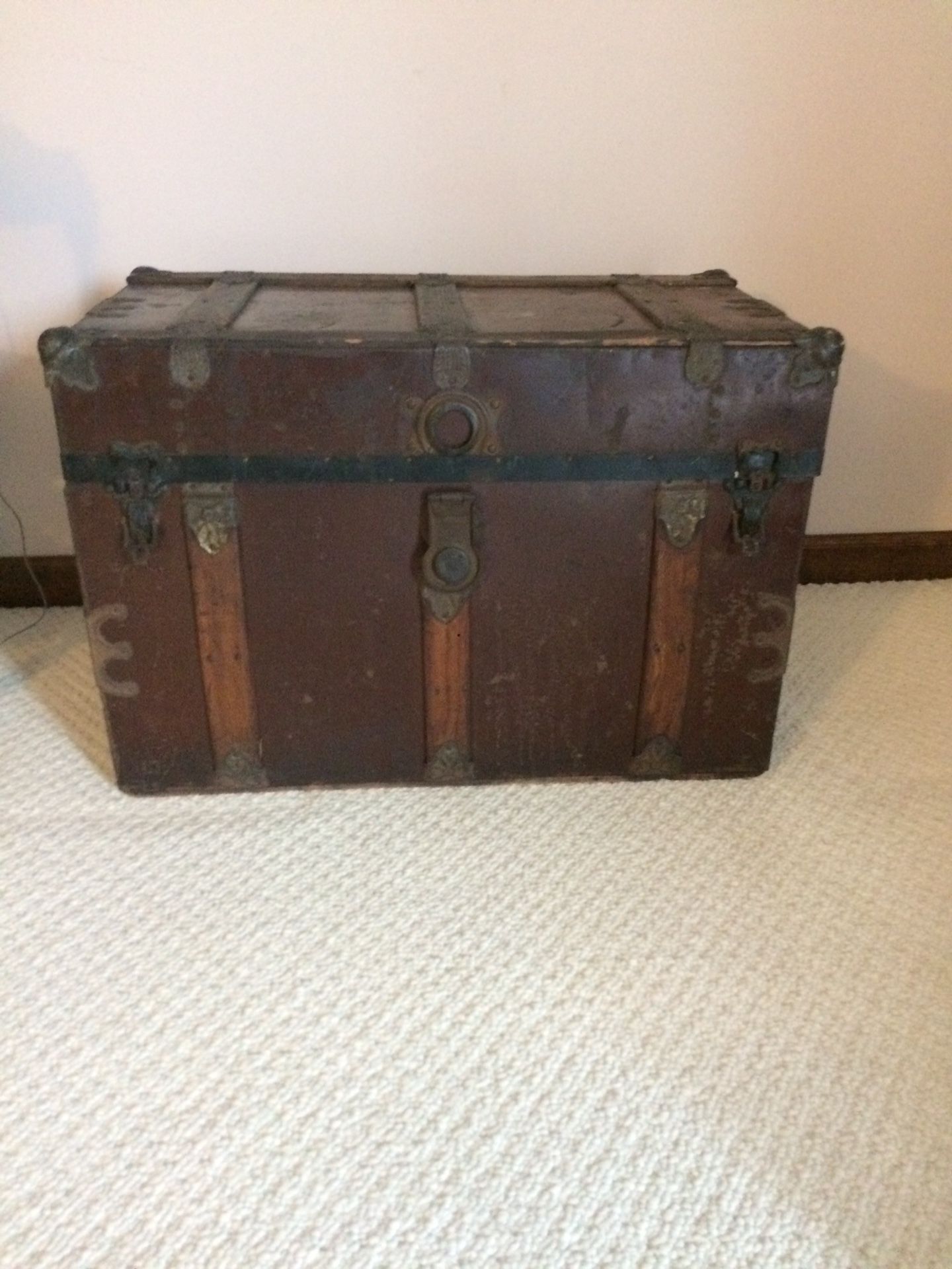 1800 Flat Top Steamer Antique Trunk