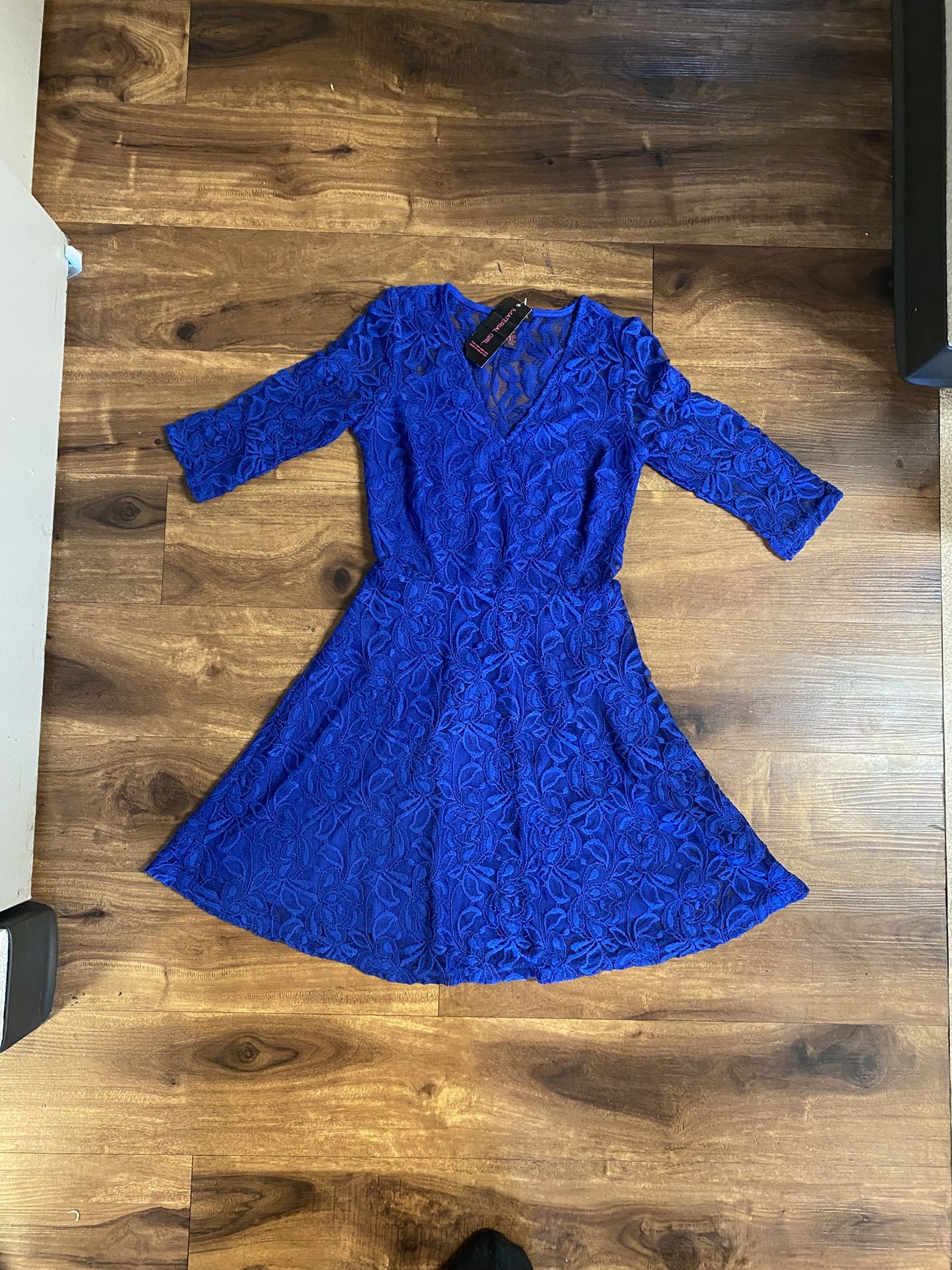 Brand New Woman’s Material Girl brand Blue Lace Dress Up for Sale