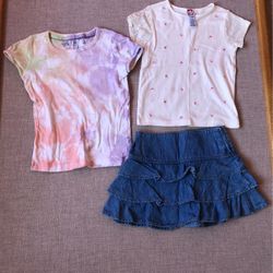 Ruffled Jean Skirt with 2  tops