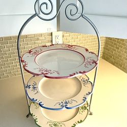 3 Tier Dessert Plate Stand  With  Plates