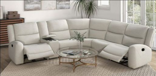 Brand New Beige Super Plush Reclining Sectional Sofa