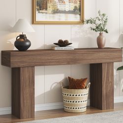 63 Inch Long Console Table for Entryway, Farmhouse Wood Rectangular Sofa Table Behind Couch Table, Narrow Entryway Table for Living Room, Entrance, Ha