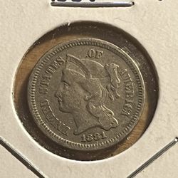 1881 3cent Nickel