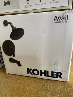 KOHLER AVAIL Grifo de bañera y ducha negro mate Latón moderno cepillado