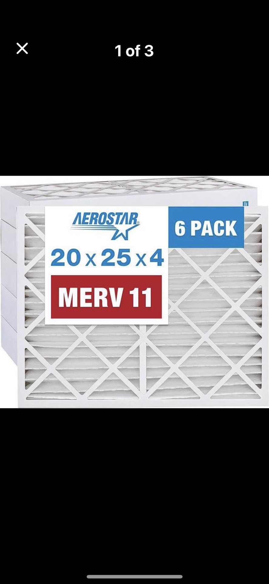 Aerostar MERV 11 Pleated Air Filter, 20x25x4 Inch