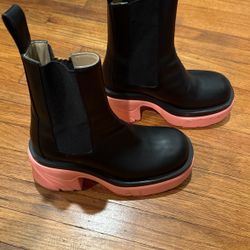 Black & Pink Bottega Boots Size 38