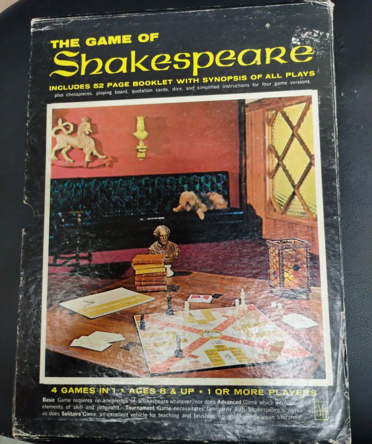 Vintage 1966 The Game of Shakespeare board/bookcase game, Avalon Hill Company