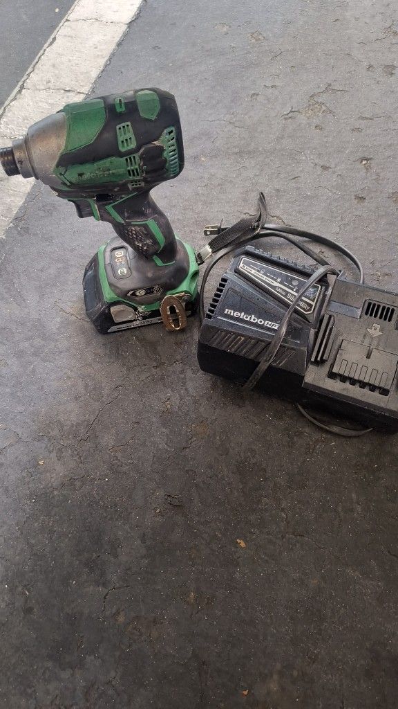 metabo impact drill with charger and battery