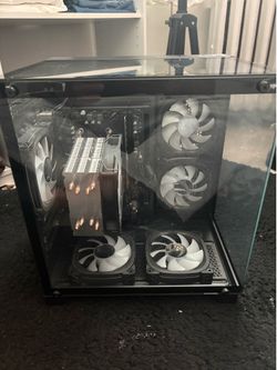 LXZ Gaming PC Desktop,AMD Ryzen 5 5600GT,16GB DDR4 3200MHz,1TB NVMe SSD,Supports WiFi 6, RGB Fans,Seaview-style PC case,Prebuilt Gaming PC Tower Black