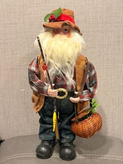 Fishing Santa Claus Christmas Figurine