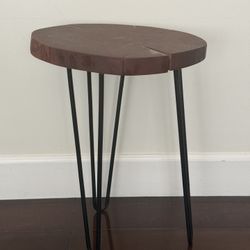 Solid Wood Round Side Table Hairpin Legs $12.