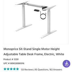 Monoprice Sit-Stand Adjustable Table Desk Frame, Electric