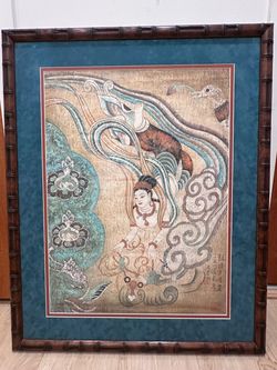 Dunhuang Academy Cave 258 Flying Apsara Art Print – Larson-Juhl Chinoiserie Faux Bamboo Wood Frame