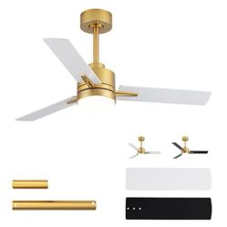 “New”42” Ceiling Fan (gold)w/remote,6 Speed “Quiet “(indoor/outdoor)