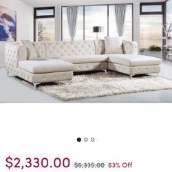 White Tufted Sectional 