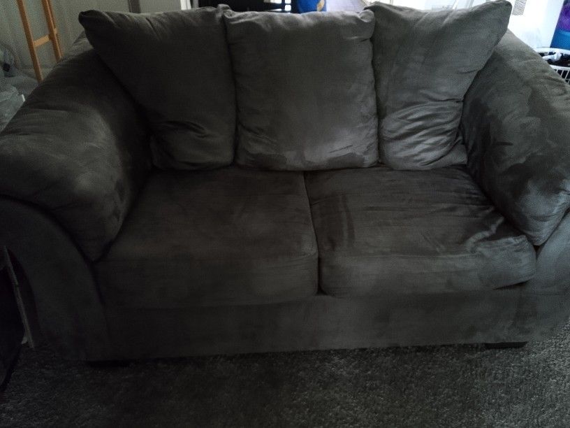 Dark Grey Couch And Love Seat 