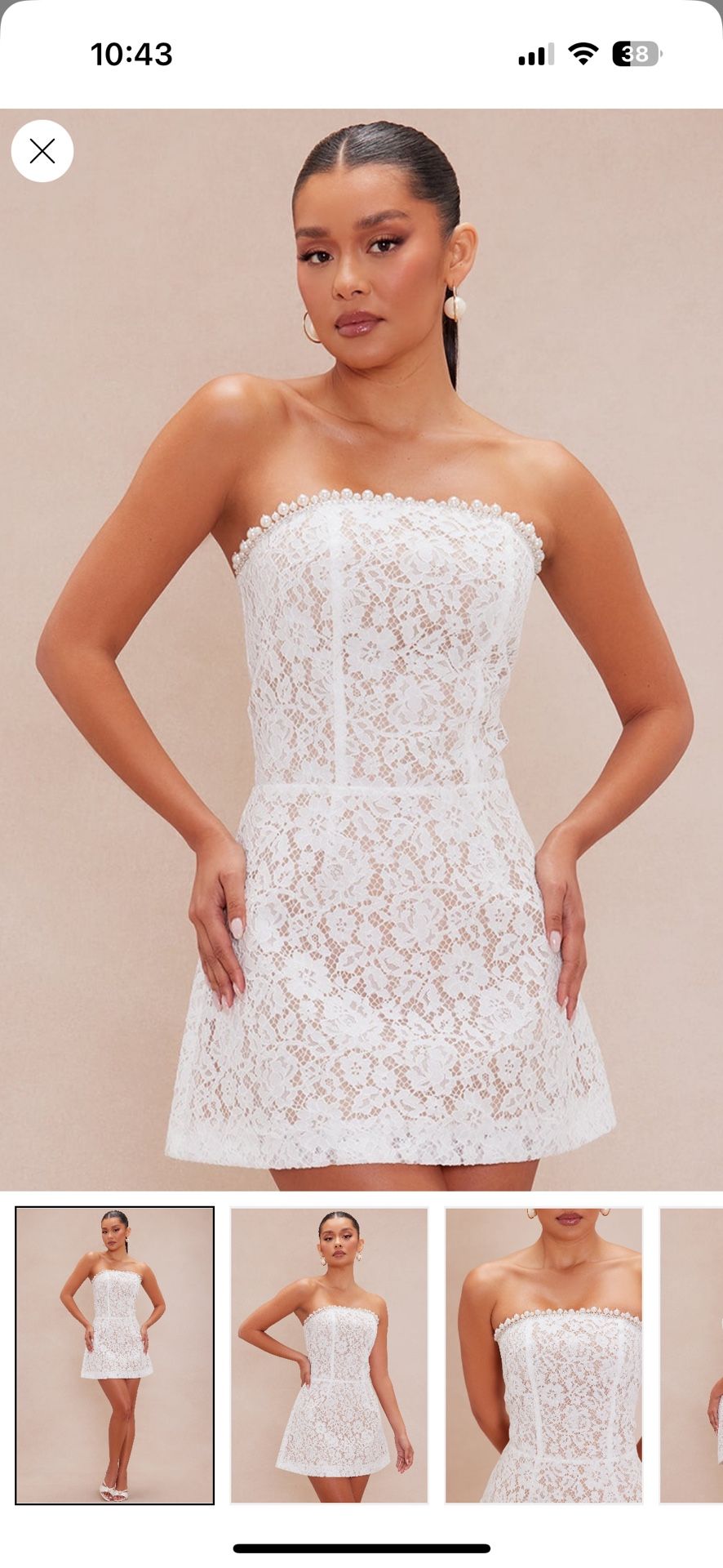 Fashion Novva Dress White, Lace With Pearls