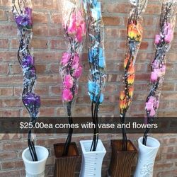 Vases and Artificial Flowers $25.00ea