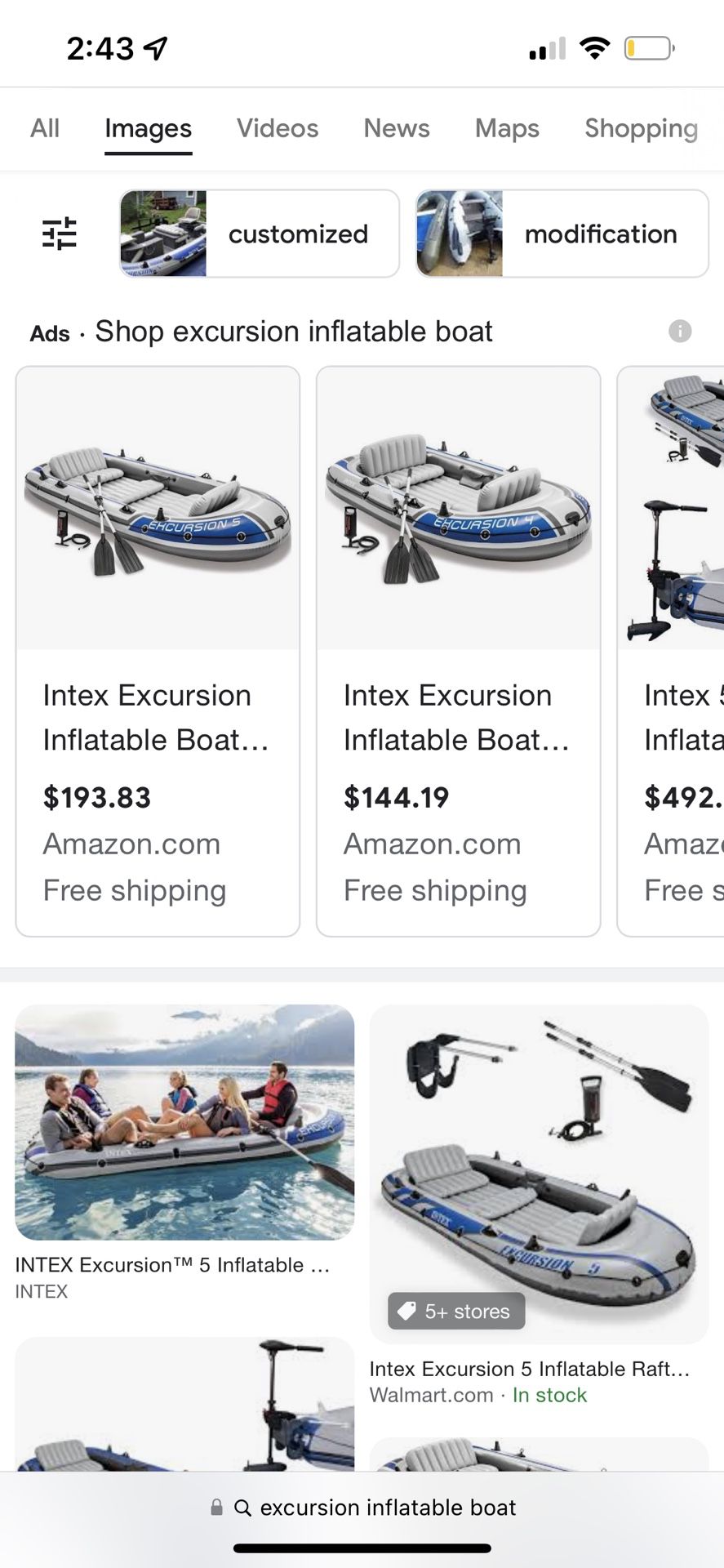 Excursion 5 Inflatable Boat USED