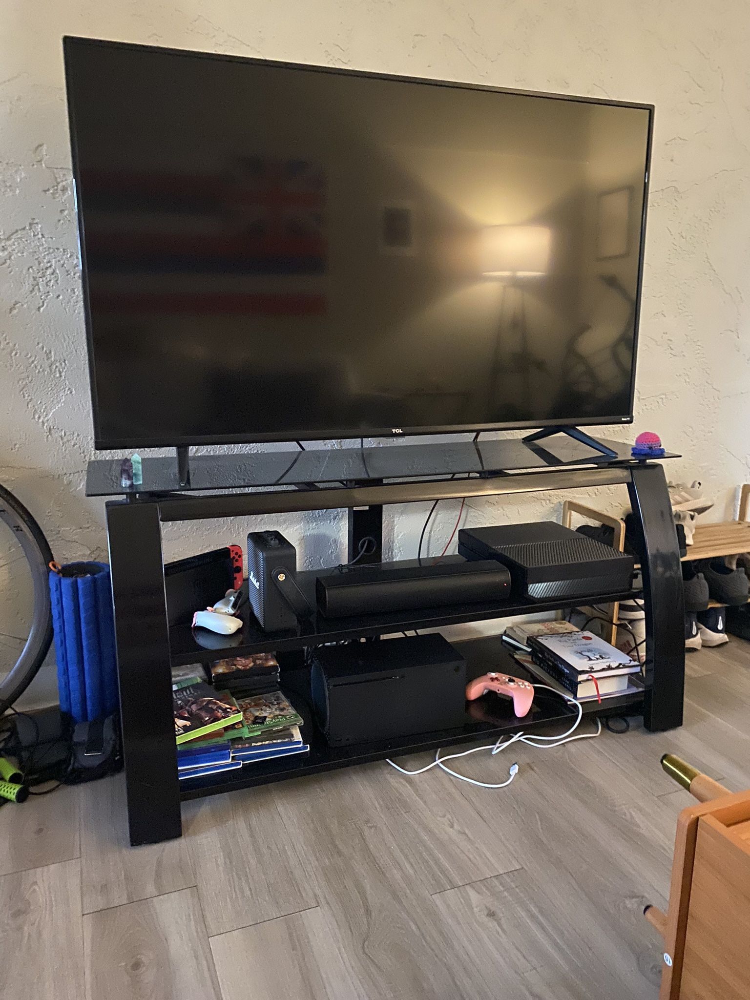 Black Glass Entertainment Center for Sale in Tempe, AZ OfferUp