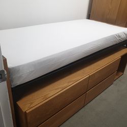 COMPLETE TWIN BED SET WITH BOTTOM DRESSER, BED AND FRAME (HOME4)