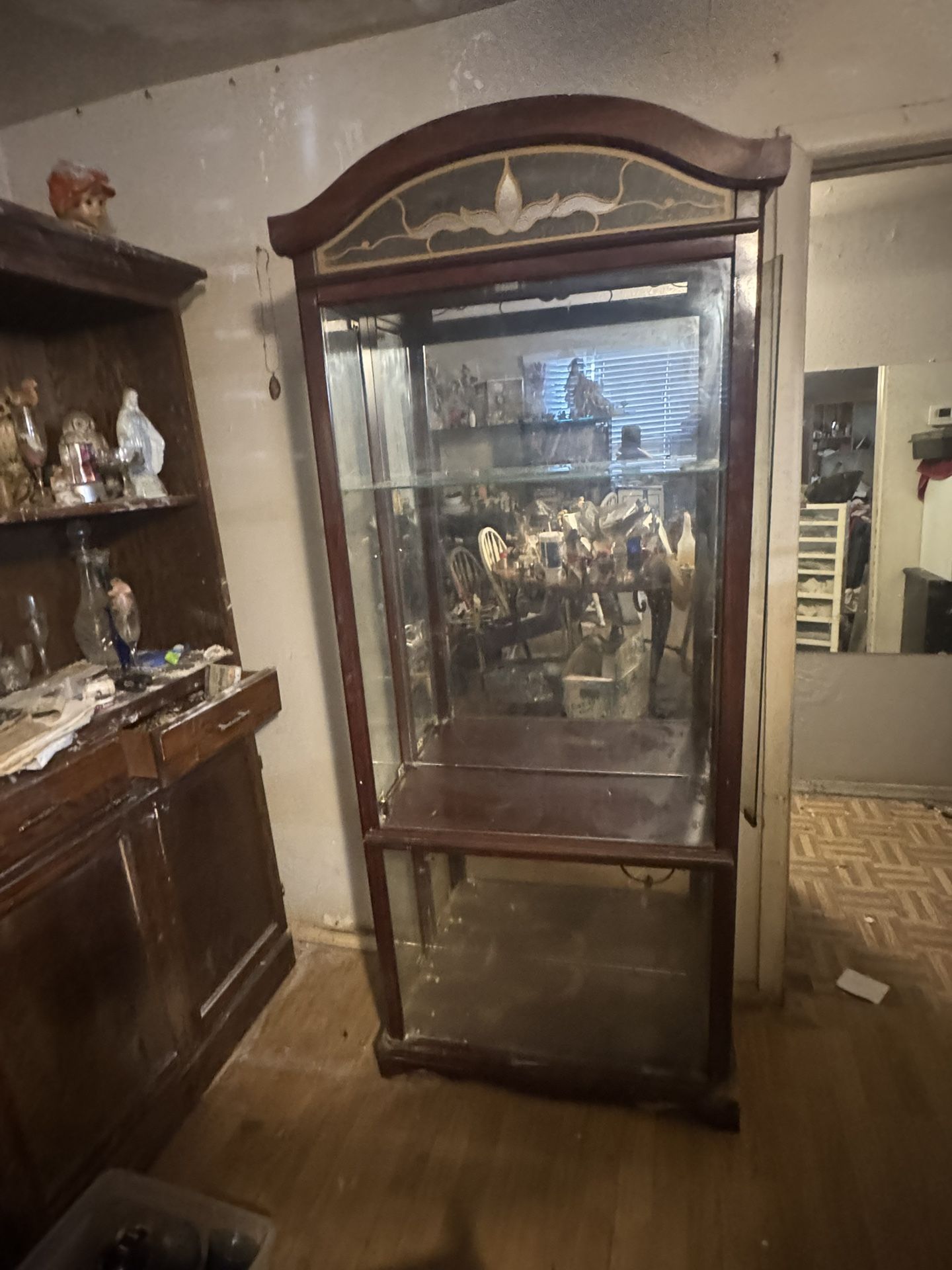 Glass Wooden Tall cabinet