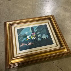18x21 Vintage Framed & Matted RARE ONE OF A KIND Disney Daisy Duck Production Studio Layered Art Cell Piece