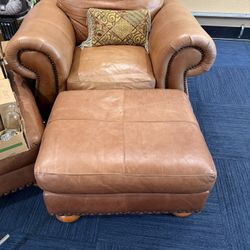 Large leather chair with ottoman