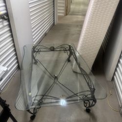 Glass Top Iron Coffee Table 