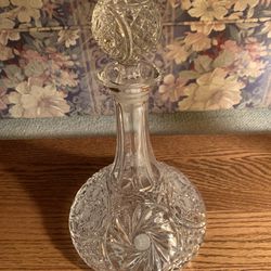 Crystal Decanter…11.1/2” high, bottom is 7.1/4” round diameter 