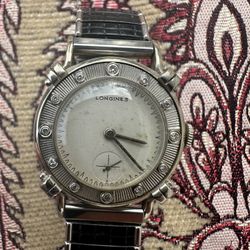 Vintage Art Deco Longines 22L 14k White Gold Diamond Dial  Men's Watch