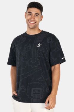 NIKE AIR MAX 90 BASKETBALL LOOSE FIT Logo T-SHIRT DZ2698-010 MEN SIZE LARGE