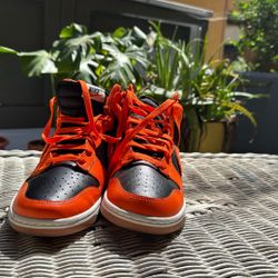 Nike Dunk High 'Chenille Swoosh - Safety Orange' | Black | Men's Size 9.5