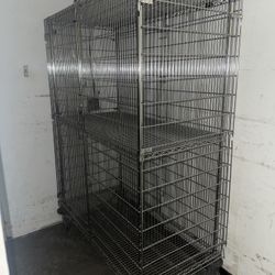Heavy Duty Utility Commercial Grade Metal Storage NSF Unit | Chrome Mobile Security Wire Cage