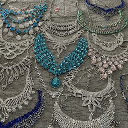 Rhinestone jewelry Statement Chokers Necklace peacock 