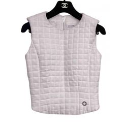 Vintage CHANEL 2000 Collection White Quilted Vest Top Shirt Jacket