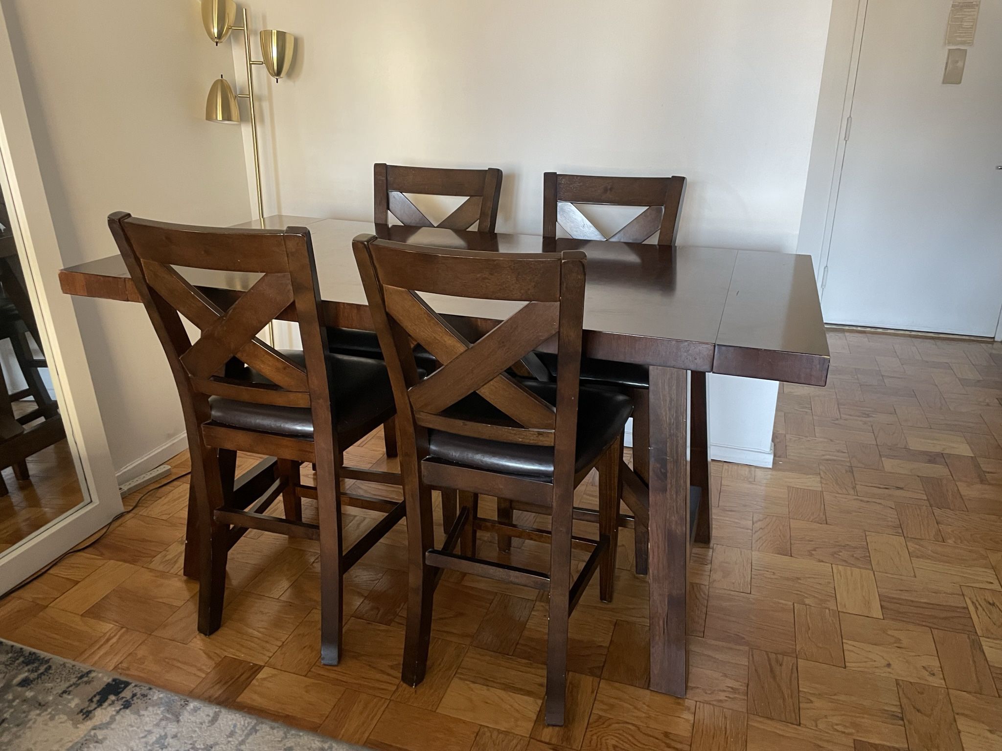 DINING ROOM TABLE - High Top With 4 Chairs- Dark Wood! 