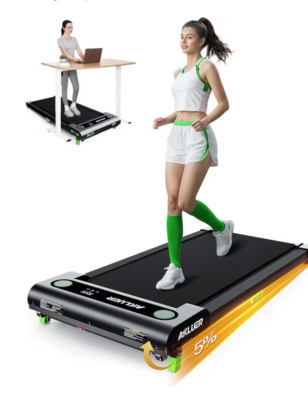 Walking Pad with Incline, Akluer Incline Treadmills for Home, 2.5 HP Under Desk Treadmill Small with Remote Control, Walking Pad Small Treadmill with 