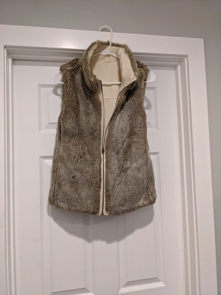 SALE! Jacket Vest, Reversible with Faux Fur Ok