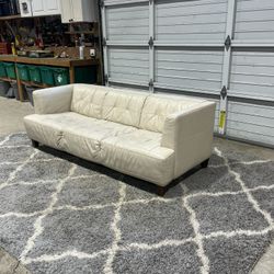 Cream Leather Modern Sofa