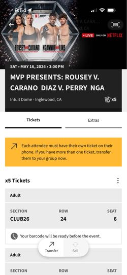 Rousey Carano MVP MMA club tickets