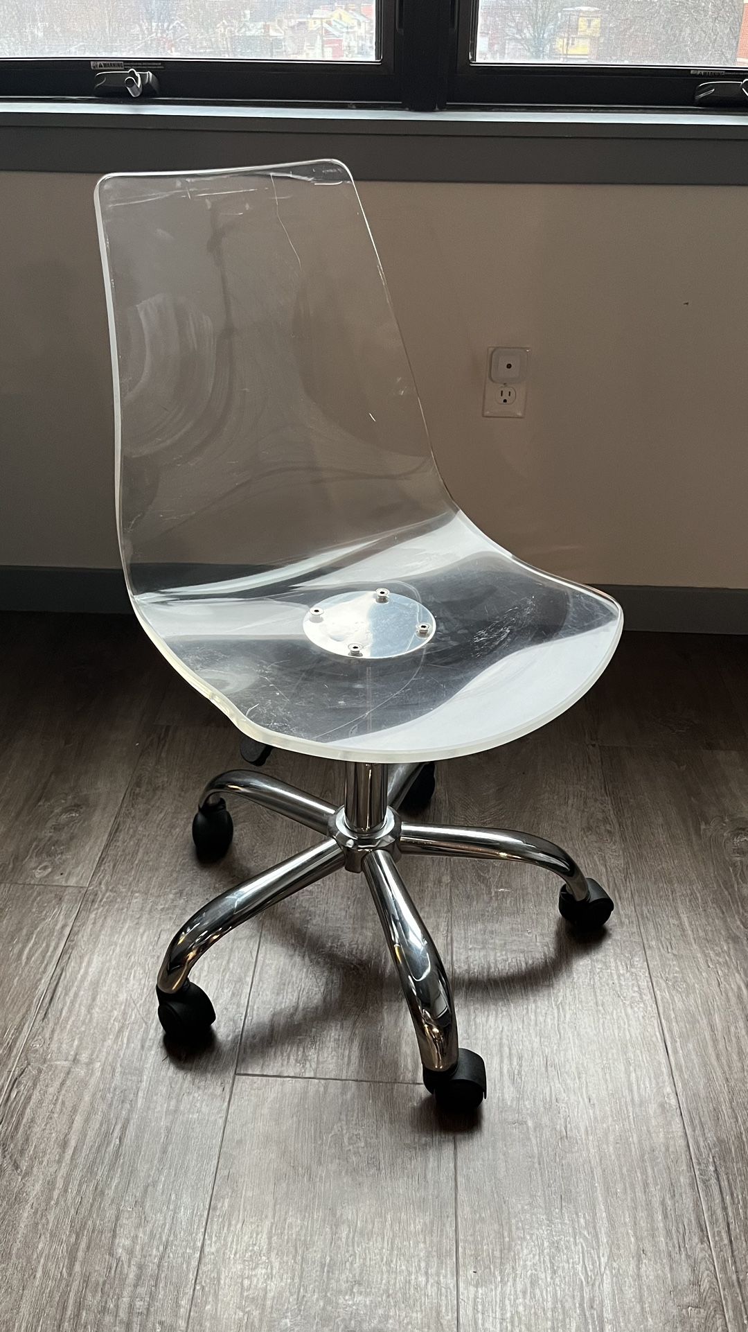 Acrylic Rolling Office Desk Chair, Vanity Swivel Chair Height Adjustable
