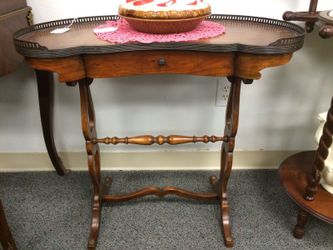 1800's Kidney Leather Embossed Writing Desk