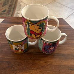 Set Of 3 Disney Christmas Mugs Vintage  1998
