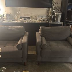 Living Room Or Office Pair Or Chairs Grey