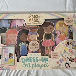 STORY MAGIC- Wooden Dress Up Doll Set Brand New